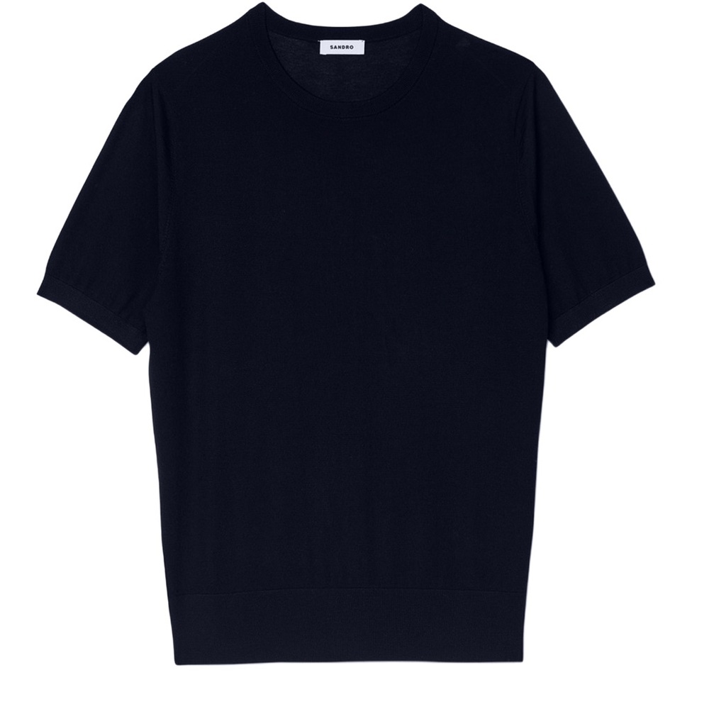 Sandro Men’s Knitted T-Shirt | Black | Size Large | Excellent Condition